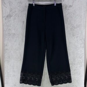 Ann Taylor Factory Black Wide Leg Ankle Pants with Lace Hem Size 2